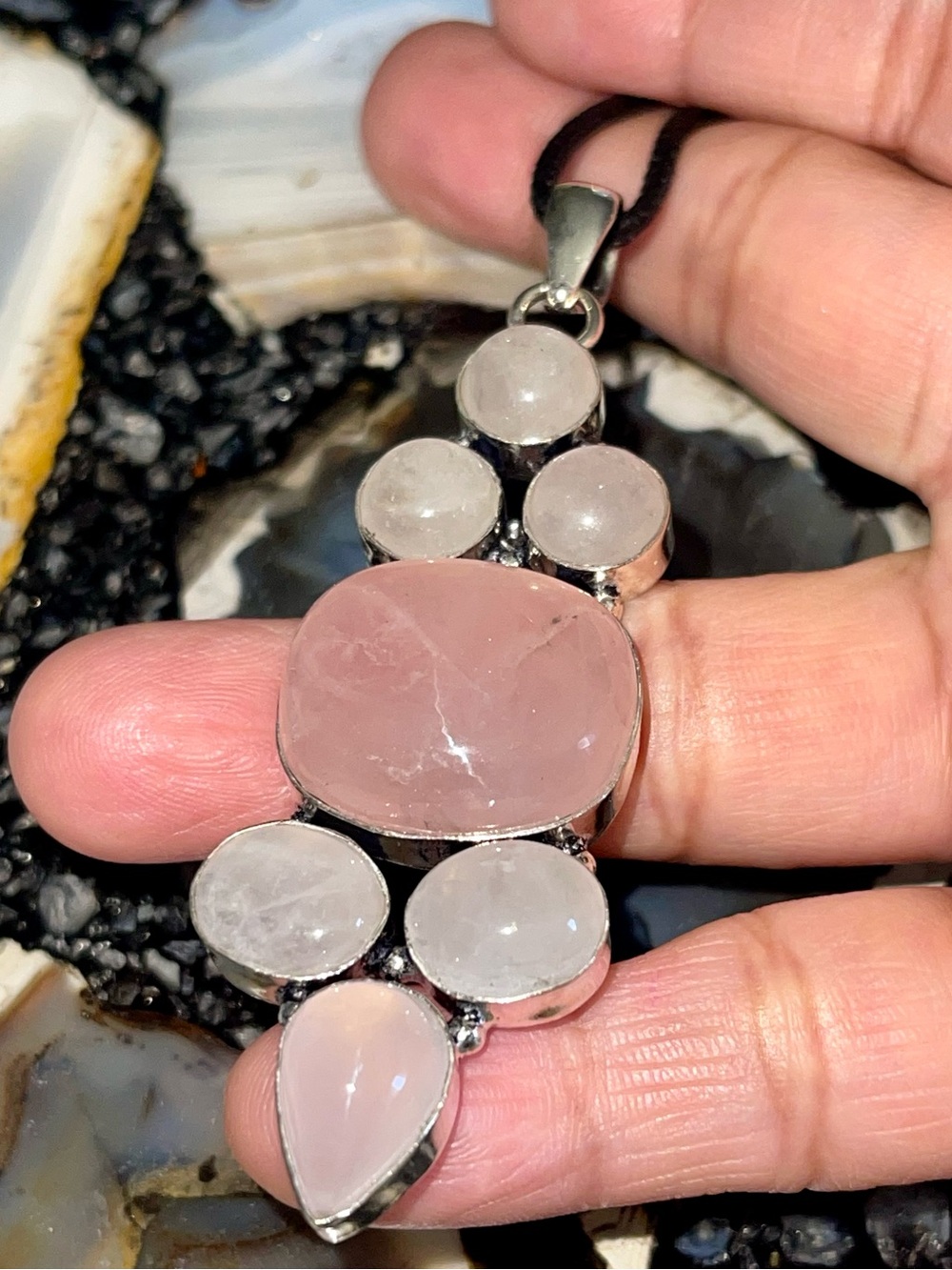 Large Pink Rose Quartz “Stone of Pure Love” Pendant 3 1/4”